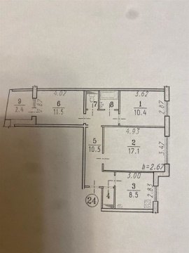 3-к квартира, 6/9 эт., 63м²